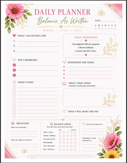 Balance, As Written Work-Life-Balance Planner